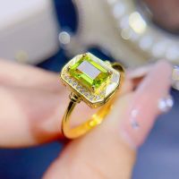 Natural olivine ring in various colors beautiful and exquisite 925 Sterling Silver