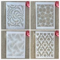 ▣ 4Pcs A4 29cm 3D Wavy Round Texture DIY Layering Stencils Wall Painting Scrapbook Coloring Embossing Album Decorative Template