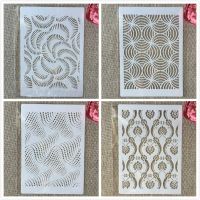 ◑┋✌ 4Pcs A4 29cm 3D Wavy Round Texture DIY Layering Stencils Wall Painting Scrapbook Coloring Embossing Album Decorative Template