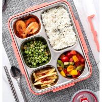 5 Compartments Lunch Box Stainless Steel Leak-Proof Bento Boxes Soup Container School Dinnerware