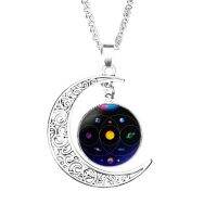 [Zhongxi ornaments ] Music Of The Spheres Moon สร้อยคอจี้ผู้หญิงโซ่สแตนเลสของขวัญแฟชั่น Girls Lady Lovers Dome Charm