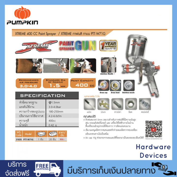 PUMPKIN PTT-W71G 31835 XTREME กาพ่นสี กาบน หัวพ่น 1.5mm