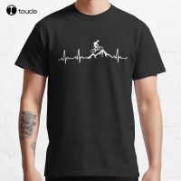 New Mounn Bike Heartbeat Funny Mtb Dirt Bike Shirt Classic T-Shirt Cotton Men Tee Shirt Oversized Tees Fashion Funny New