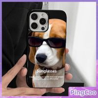 PingCoo - Candy Case For iPhone 14 13 12 11 Plus Pro Max XR TPU Soft Glossy Black Case Cool Sunglasses Dog Camera Protection Shockproof Back Cover