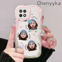 เคส Chenyyka สำหรับ A15 OPPO A35 A15s 4G เคสยอดนิยมลายอิโมติคอนเด็กผู้หญิงสีสันสดใสขอบเนื้อครีมเคสนิ่มเคสโทรศัพท์โปร่งใสกันกระแทกเคสใสซิลิโคน