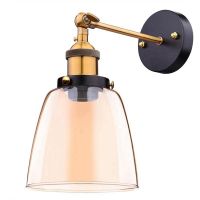 Attic retro wall lamp oval transparent glass design wall lamp vintage industrial home wall light metal base