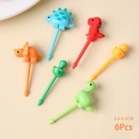 6 Pcs/set Cute Dinosaur Fruit Fork Kids Snack Dessert Decoration Forks Toothpick Lunch Salad Decoration Accessories Cake Picks