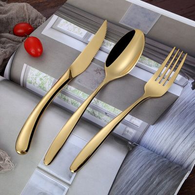 3 Gold Spoon Knife Set Gold Cutlery Knives Sets Wedding Tableware Forks Knives Spoons Silverware Travel Cutlery Set Dropshipping Flatware Sets