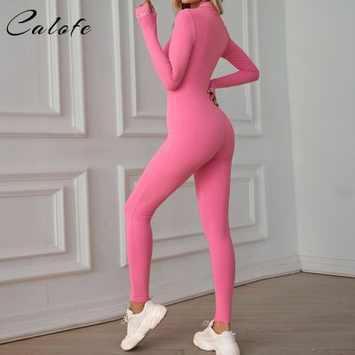 Zipper One Piece Yoga Set Women Gym Clothes Fitness Workout Set Seamless Long Sleeve Sportswear Sports Suits All-in-one Bodysuit