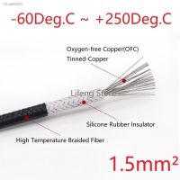 ✾ Square 1.5mm Silicone Rubber Wire Braided Electric Hotline Glass Fiber High Temperature 250Deg.C OFC Copper DIY Heating Cable