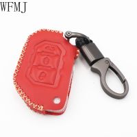 [A Car Home] WFMJ หนังสีแดงสำหรับ2018 2019 2020 2021 Jeep Wrangler JL Gladiator JT JLU 68292942AA 3ปุ่มพลิก Key Fob กรณีโซ่