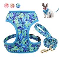 【LZ】 Nylon Dog Vest Harness Pet Lead Leash Breathable Padded Dogs Cat Harness With Belt Flower Print for Small Medium Large Dogs Cats