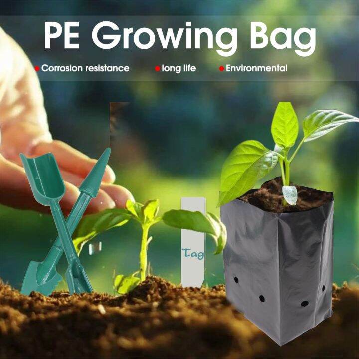 100pcs-black-plastic-seedling-bags-growing-bowl-with-breathable-holes-for-garden-plant-nursery-germination-nutrition-planter-pot