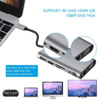 USB Type C Hub Type-C To HDMI 4K VGA Adapter RJ45 Lan Ethernet SD TF USB-C 3.0 Typec 3.5mm Jack Audio Video for Pro OTG