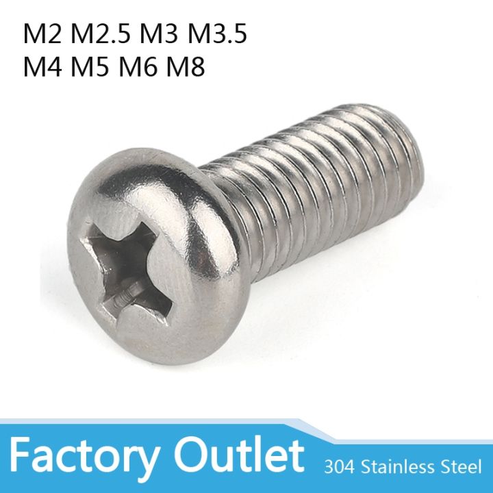 10-50-m2-m2-5-m3-m3-5-m4-m5-m6-m8-a2-304-stainless-steel-cross-round-phillips-pan-head-screw-bolt-dia-2-3-4-5-8mm-length-3-100mm