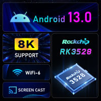 MAX RK3528 Smart Android 13 Rockchip 3528 Quad Core รองรับ8K Wifi6วิดีโอ BT5.0 Media Player Set Top Receiver