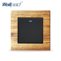 【SALE】 มาใหม่ล่าสุด1 Gang 1 Way Wallpad หรูสวิทช์ไฟติดผนังแผงไม้ปุ่มกดสวิตช์ขัดจังหวะ