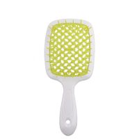 1Pc White Handle Green Hollowed Out Massage Hair Comb Salon Hair Styling Tools Large Plate Combs Hair Brushes Girl Ponytail Comb