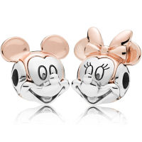 Fit Pandora Rose Ears Mickey Mouse Charms สร้อยข้อมือผู้หญิง Disney Silver สี Minnie ลูกปัดสำหรับเครื่องประดับ DIY กำไลข้อมือ-Souyine