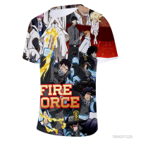 2023 New 2023New Fire Force Season 2 Anime Shinra Kusakabe Fire Brigade 3D T-Shirt Men/Women Short Sleeve T Shirt Summer Fashion T-shirt