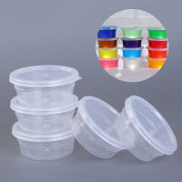 Microgood 12Pcs Clear Slime กลมการจัดเก็บคอนเทนเนอร์กล่องพลาสติกลูกบอลโฟมแก้วมีฝา