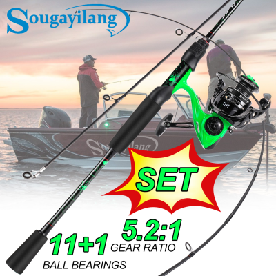 SougayilangS Ougayilang คันเบ็ดตั้ง1.8เมตร/2.1เมตรคันเบ็ดและ11 + 1BB อัตราทดเกียร์5.2:1ปั่นรีลน้ำเค็มหรือน้ำจืดเบ็ดตกปลาปั่นและรีลชุด