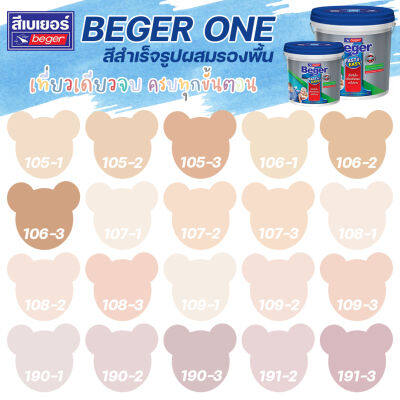 Beger One สีทาภายในผสมรองพื้น สีพีช ขนาด 3 ลิตร สีน้ำ สีรองพื้น สีทาบ้าน [ จบครบในตัวดียว ]