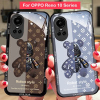 เคส OPPO Reno 10 Pro Plus เคส OPPO Reno 8T 8Z 7Z 5G เคส OPPO A98 A78 5G Liquid Glass เคสกันกระแทกหมีและ Drop-Proof เคสโทรศัพท์2021 Street หมีแฟชั่น