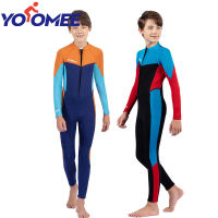 Yoomee ชุดดำน้ำ8-16Y สำหรับเยาวชนชุดว่ายน้ำเล่นเซิร์ฟใต้น้ำ Baju Menyelam Neoprene 2.5มม. สำหรับเด็กผู้ชายชุดดำน้ำตื้นแบบเปียก