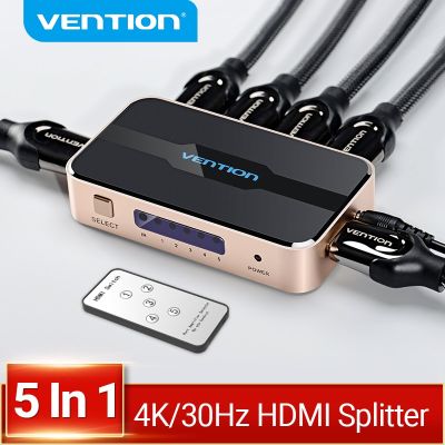 Vention ตัวแยก HDMI อะแดปเตอร์3X1 5X1 HDMI แบบ5 In 1ออก4K/30Hz สำหรับ XBOX สวิตช์กล่อง Mi ทีวี360ตัวสวิตช์ PS5 PS4 3 In 1ออกสลับ2.0 HDMI