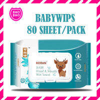 BAOBAOBABYSHOP - กระดาษเปียก ทิชชู่เปียกสูตรน้ำ 99.99%  80 แผ่น/แพค พร้อมส่งในไทย