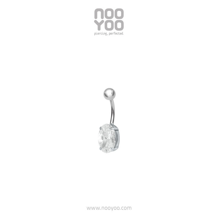 nooyoo-จิวสะดือสำหรับผิวแพ้ง่าย-oval-8mm-cubic-zirconia-banana-surgical-steel