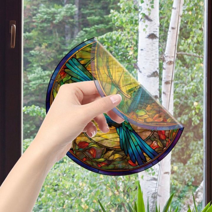colorful-stained-hummingbird-window-glass-electrostatic-stickers-removable-anti-collision-film