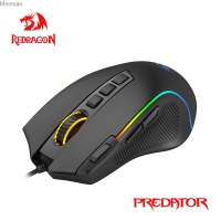 REDRAGON พรีเดเตอร์ USB M612แบบมีสาย Mouse Gaming RGB 8000 DPI เมาส์เล่นเกมแบบตั้งโปรแกรมได้มีแสงไฟสำหรับคอมพิวเตอร์พีซีแล็ปท็อป Meimiao