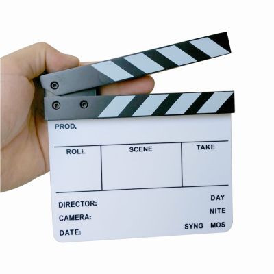 Studio Camera Photography Video Acrylic Small Clapboard Dry Erase Director Film Movie Clapper Board Slate (6.3x5.5" /16x14cm)