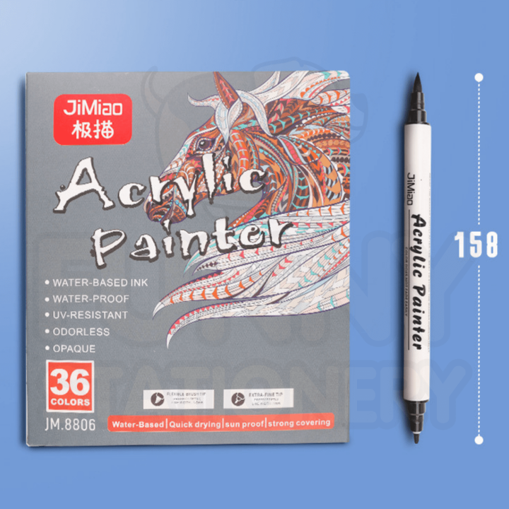 acrylic-painter-ปากกาอะคริลิก-2-หัว-2in1-หัวพู่กันและหัวเล็ก-เซ็ท-12-สี-24-สี-jm-8806
