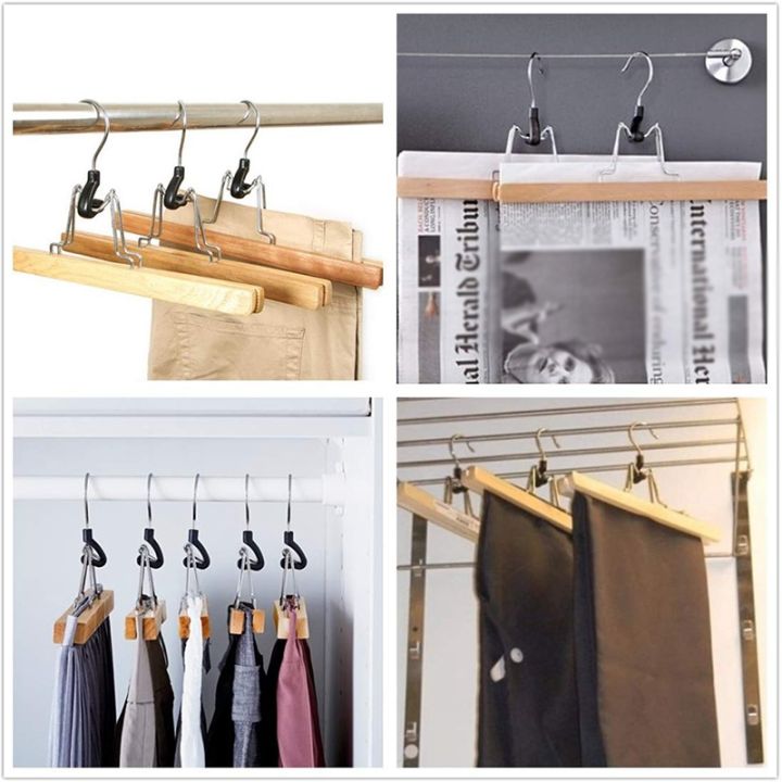 8-piece-wooden-series-slack-hangers-non-slip-wood-pants-hangers-with-360-degree-rotation-anti-rust-hook-clip-hangers-for-pants-skirts-and-slacks-natural-finishes