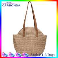 [7 Day Refund Guarantee] Handmade Woven Shoulder Bag Boho Summer Tote Straw Beach Handbag (White) [Arrive 1-3 Days]