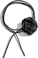 Flower Choker Necklace Black Big Flower Collar Choker Necklace Camellia Flower Long Leather Choker Bride Wedding Summer Necklace