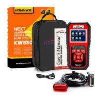 KW850 KONNWEI สีแดง KW850แดง KW850เครื่องมือวินิจฉัยรถ OBD2เต็มรูปแบบ OBD 2สแกนเนอร์อัตโนมัติตรวจสอบเครื่องยนต์ O2แบตเตอรี่เซนเซอร์ทดสอบ OBDII เครื่องอ่านโค้ด PK CR3008