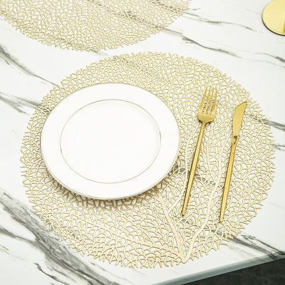 Round Coral nch Bronzing Placemat Restaurant Hollow Meal Mat Anti-hot Dining Table Line Mat Steak Plate Pad Table Decorate