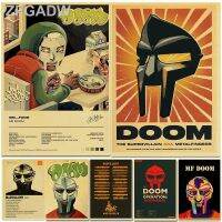 ▫☸MF Doom Madlib ภาพโปสเตอร์โปสเตอร์แบบรีโทรดนตรีแร็ปอัลบั้มรูปดาวฮิปฮอปศิลปะบนผนังการตกแต่งบ้านสำหรับห้องนั่งเล่น