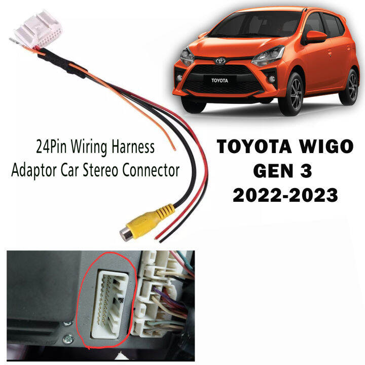 24Pin Wiring Harness Adaptor Car Stereo Connector Rear Camera for ...