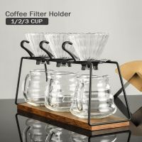 Espresso Filter Holder Coffee Dripper with Wood Stand Hand Coffee Filter Holder Dripper Pot Rack Holder Stand Coffee Accessory
