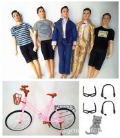 26PCS Ken Boyfriend Doll เสื้อกางเกงชุดลำลองชุดหูฟังจักรยานอุปกรณ์เสริมแว่นตาสีดำ 190g