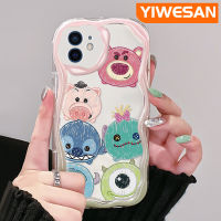 YIWESAN เคสสำหรับ iPhone 12 12 12 Pro 12 Mini 12 Pro Max เคสการ์ตูนน่ารักรูปสตรอเบอร์รี่หมีและมอนสเตอร์ตัวน้อยขอบโค้งเคสใสเนื้อครีมใสฝาครอบป้องกันเคสมือถือ