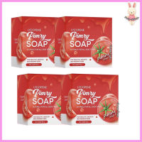 Lycopene Pimry Soap สบู่พิมรี่พาย สบู่มะเขือเทศพิมรี่พาย สบู่พิมรี่ โซป  [ ขนาด 80 กรัม ] [4 ก้อน]