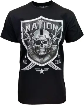 Oakland Raiders Mens T-Shirt Silver & Black Nation Black