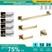 【jw】❡♦  Conjunto De Hardware Do Banheiro Barra Toalha Anel Papel Higiênico Hold Robe Hook Acessórios Preto e Escovado Ouro Cromo