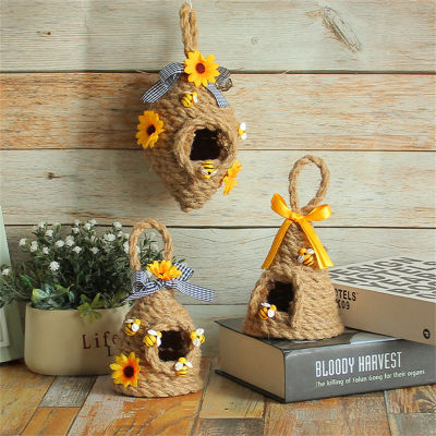 Decoration Hanging Tree Layered Tray Bird Nest Home Bee Sunflower Braided Twine